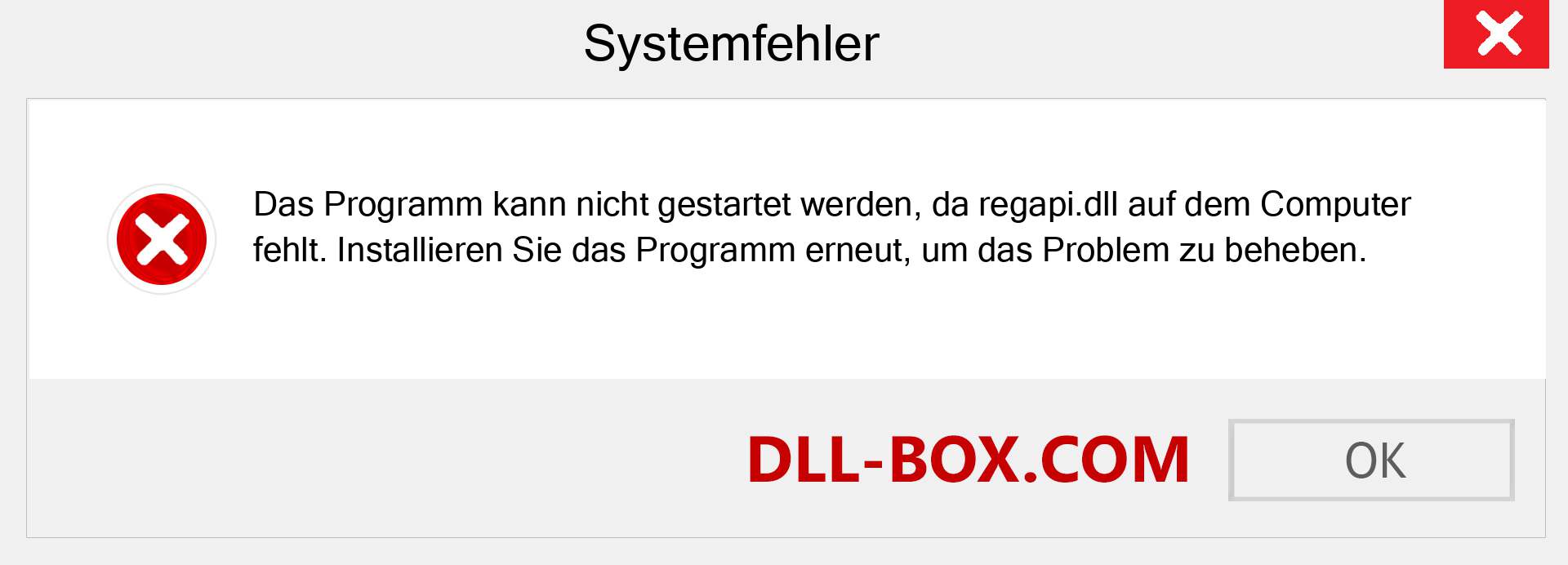 regapi.dll-Datei fehlt?. Download für Windows 7, 8, 10 - Fix regapi dll Missing Error unter Windows, Fotos, Bildern